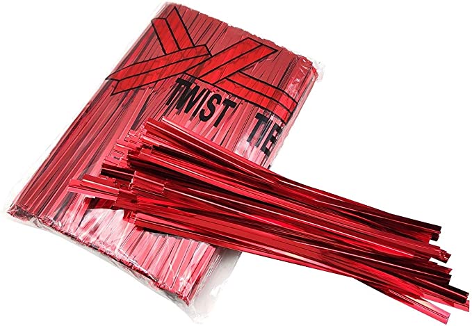 Twisters Ribbon Twist Ties for Chocolate Packing Red Colour (Pack of 3)