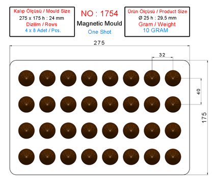 Chocolate Mould Truffle No.1754/ 10g / 32 pcs
