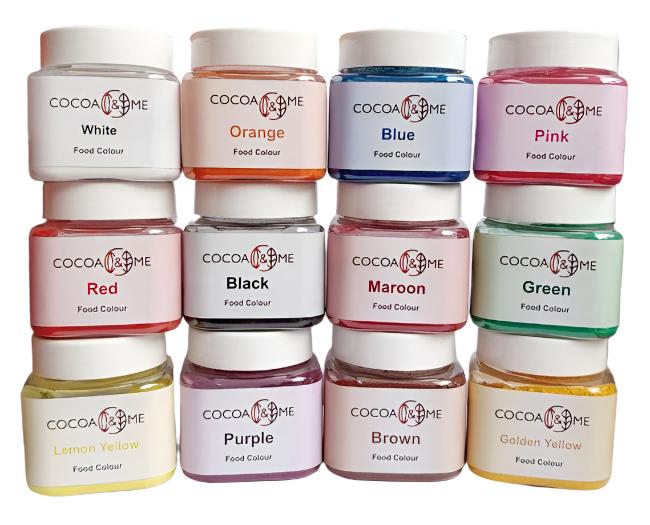 Cocoa&Me Food Colours - Set of 12 different colours of 25g each