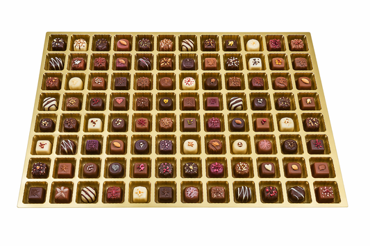 Chocolate Cavity Tray - Golden Plastic Chocolate Tray for Packing Chocolates, Sweets- 96 pc Cavity Tray -Pack of 10