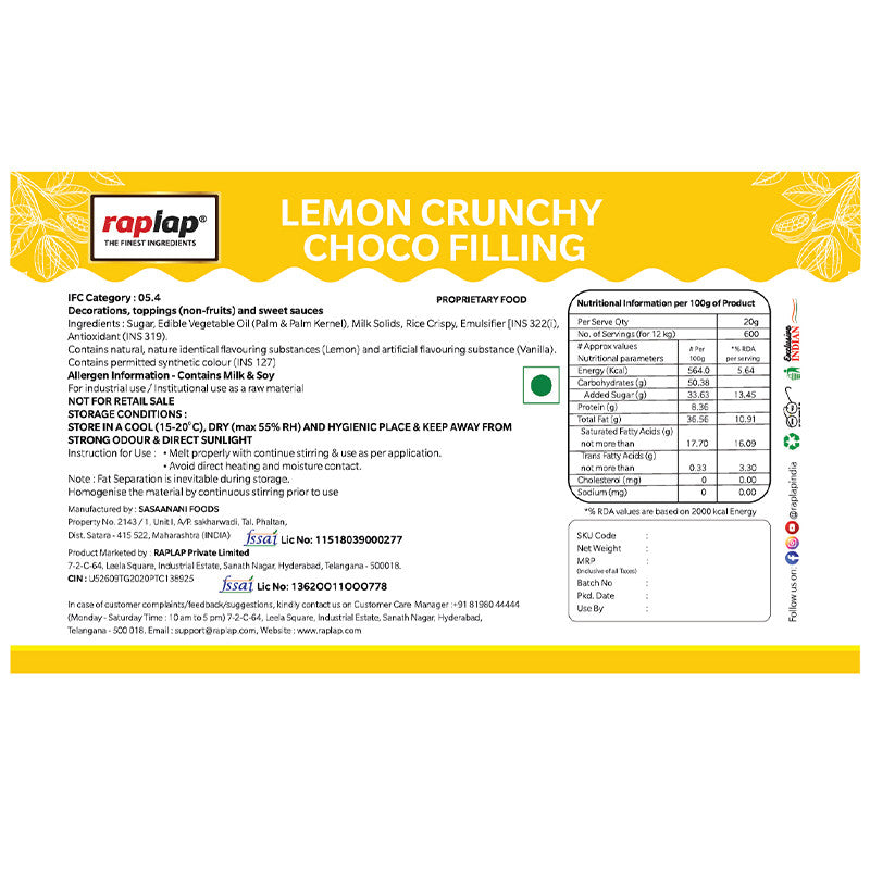 Raplap Lemon Crunchy Choco Filling 1Kg