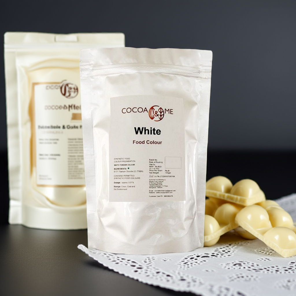 Cocoa&Me Food Colour WHITE 100gm Pouch for Chocolate / Cream / Butter Cream
