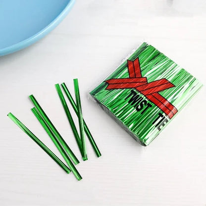 Twisters Ribbon Twist Ties for Chocolate Packing Green Colour