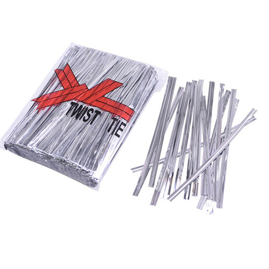 Twisters Ribbon Twist Ties for Chocolate Packing Silver Colour